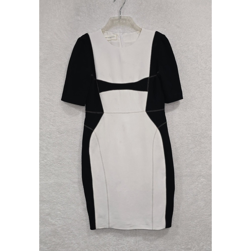 Aquilano Rimondi Women's White And Black Sheath Dress Size Large* Short‎ Sleeves
